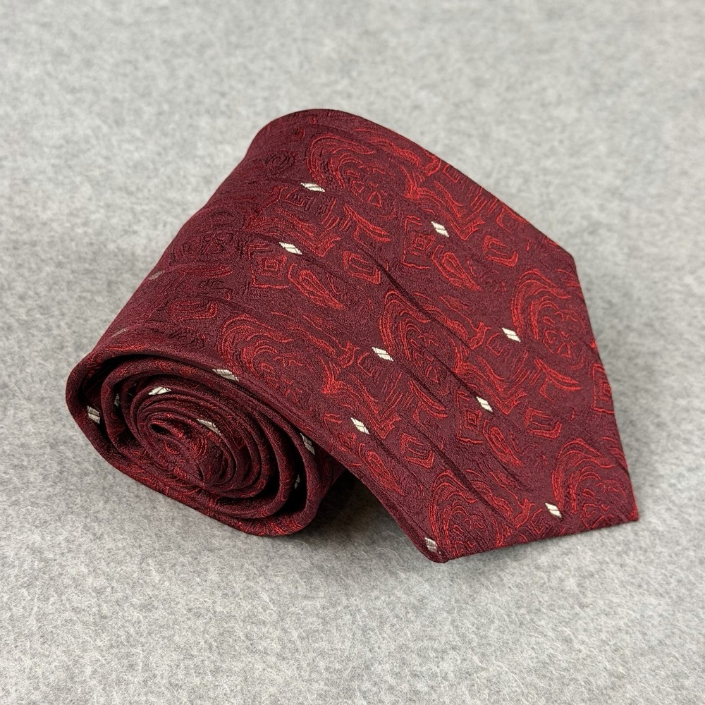 Vintage Garrick Anderson Red Silk Necktie USA Abstract 58x4.25"